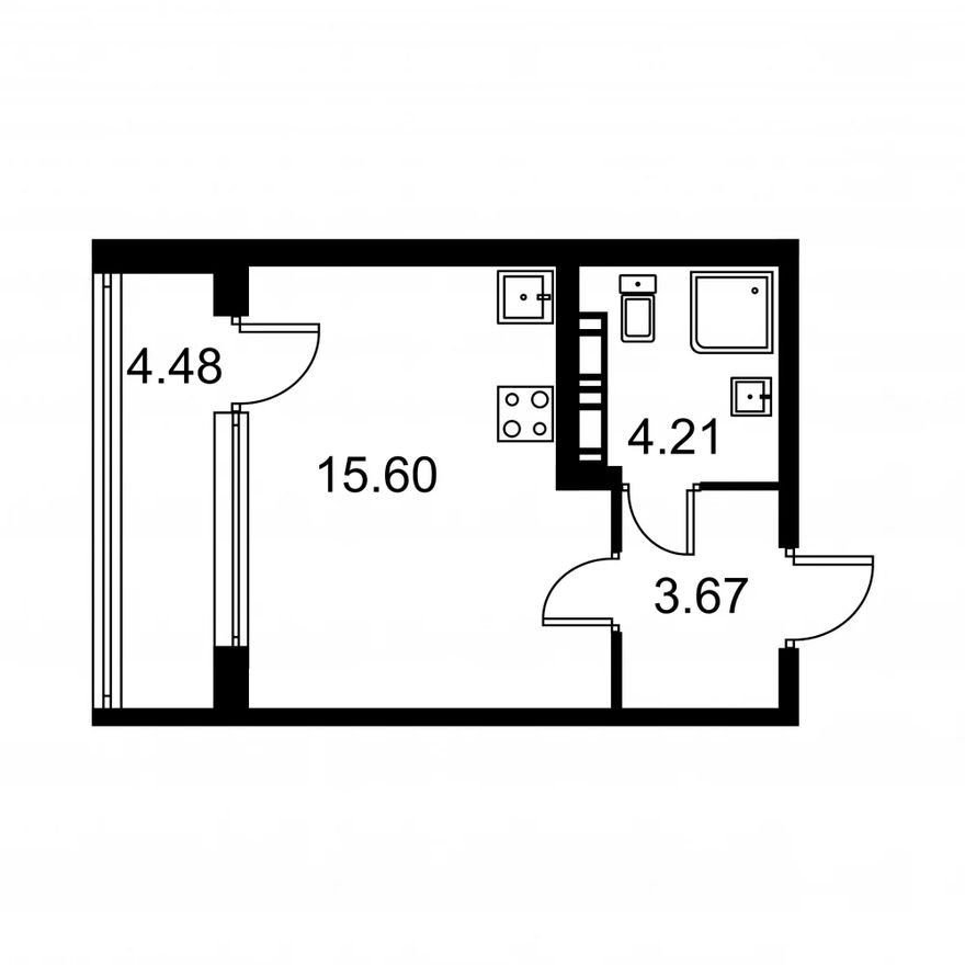 Студия-квартира, 25.7 м²