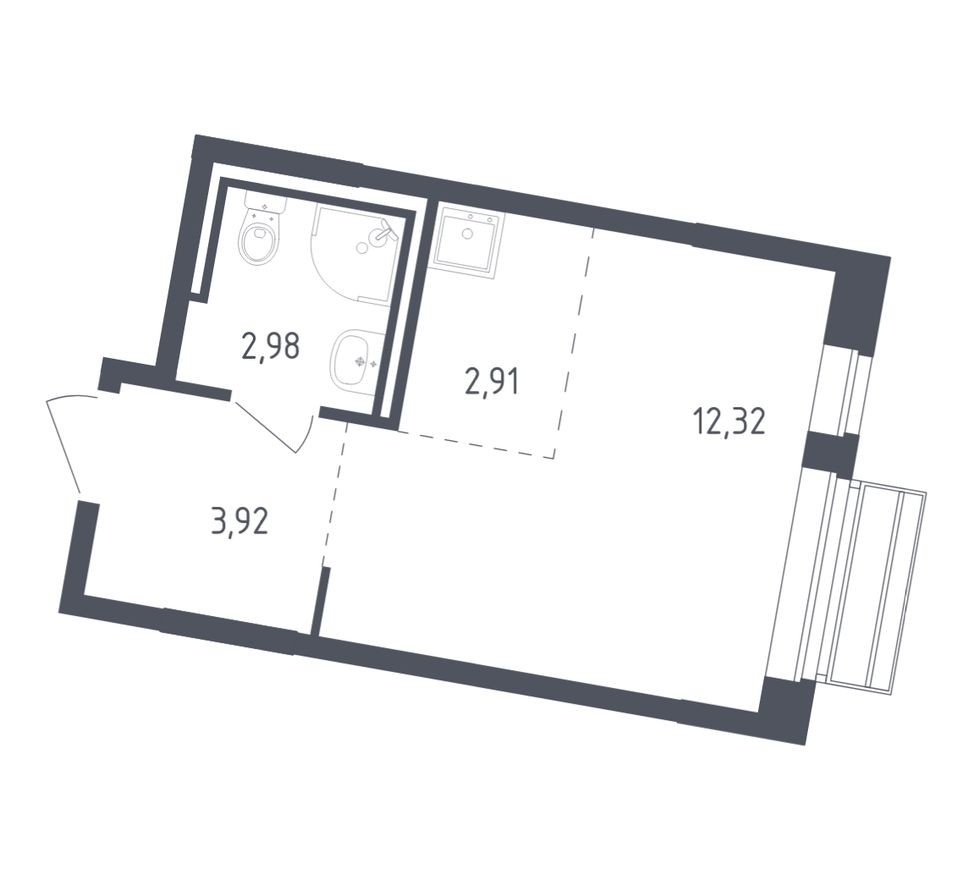 Студия-квартира, 22.1 м²