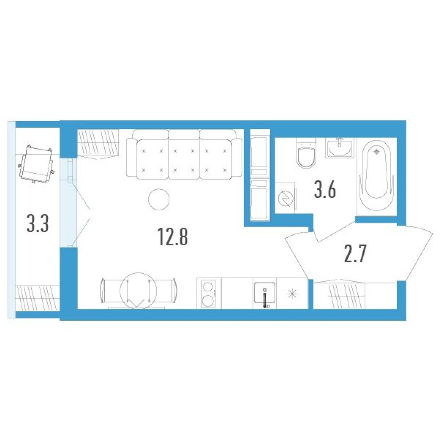 Планировка — Студия-квартира, 20.1 м²