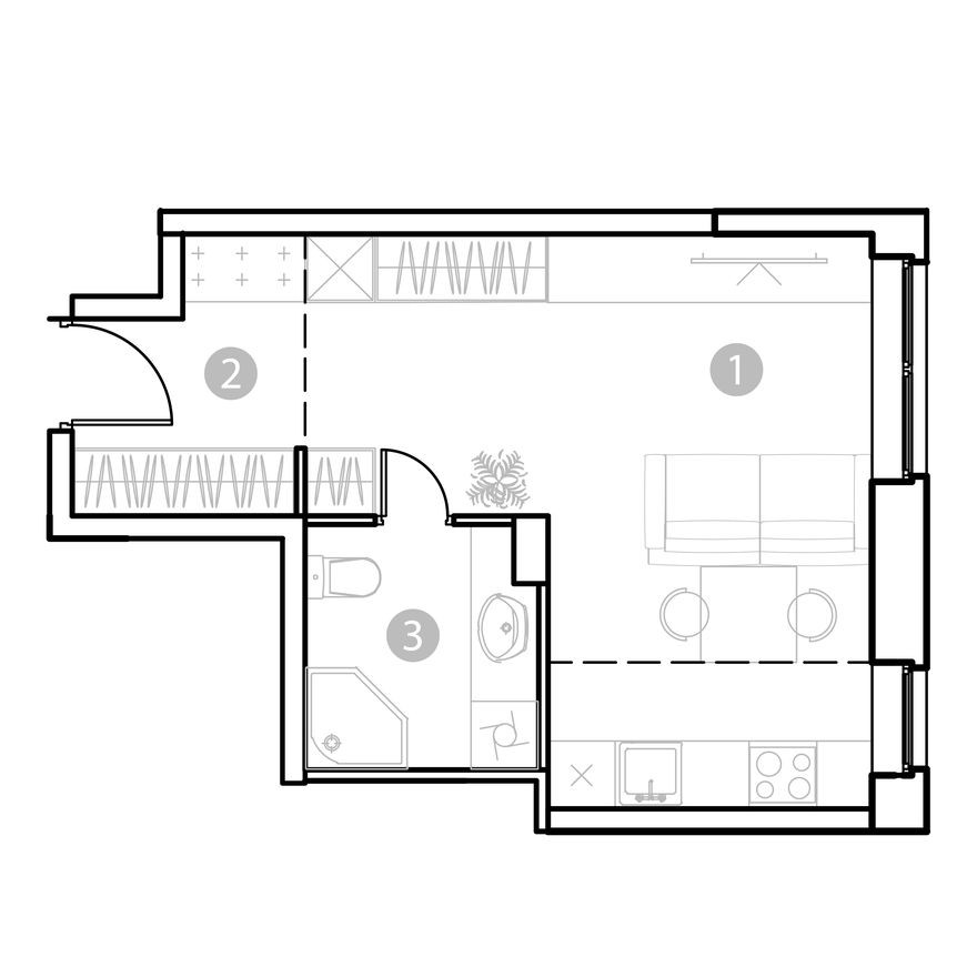 Планировка — 1к. апартаменты, 29.4 м²