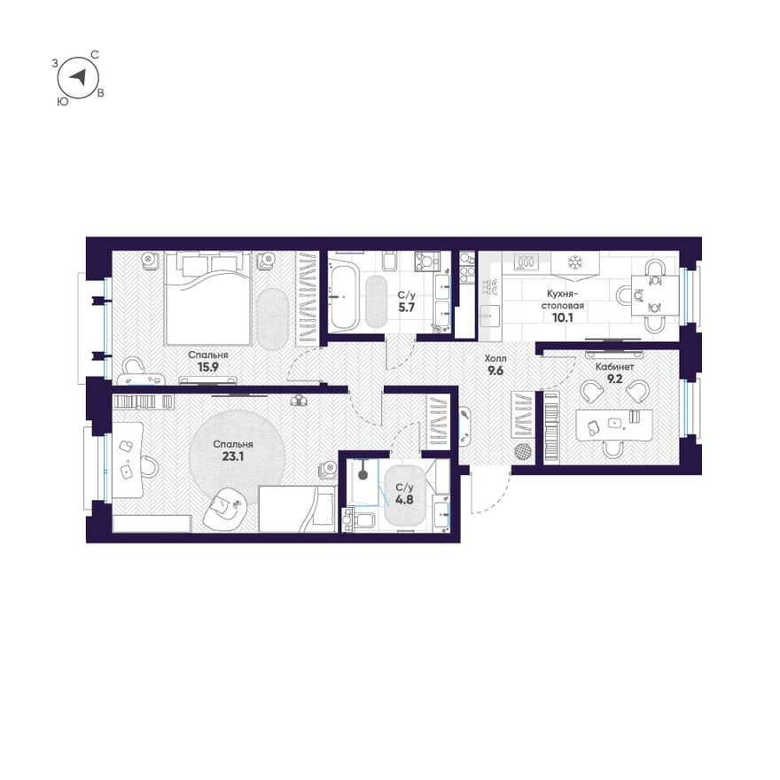 3к. квартира