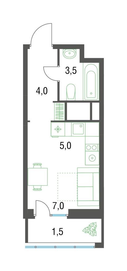 9к. квартира, 20.8 м²