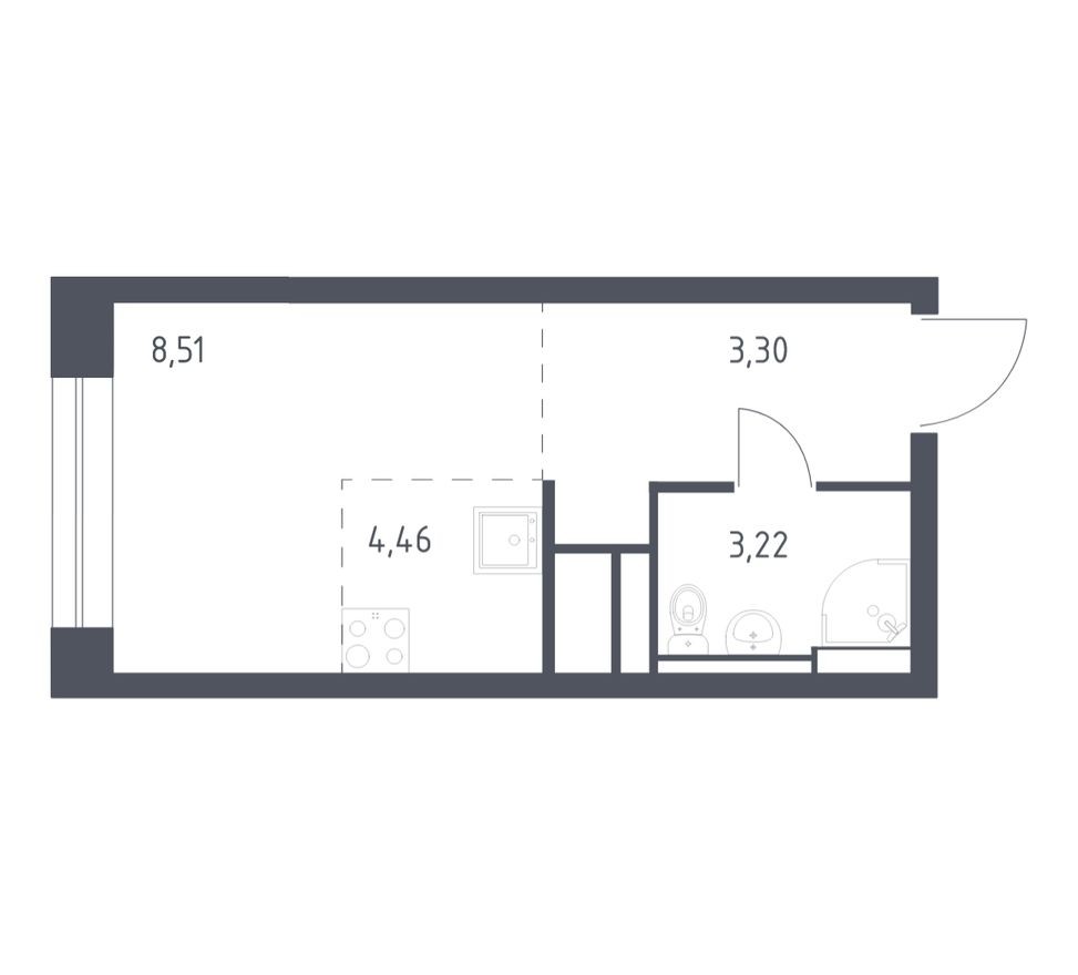 Студия-квартира, 18.9 м²