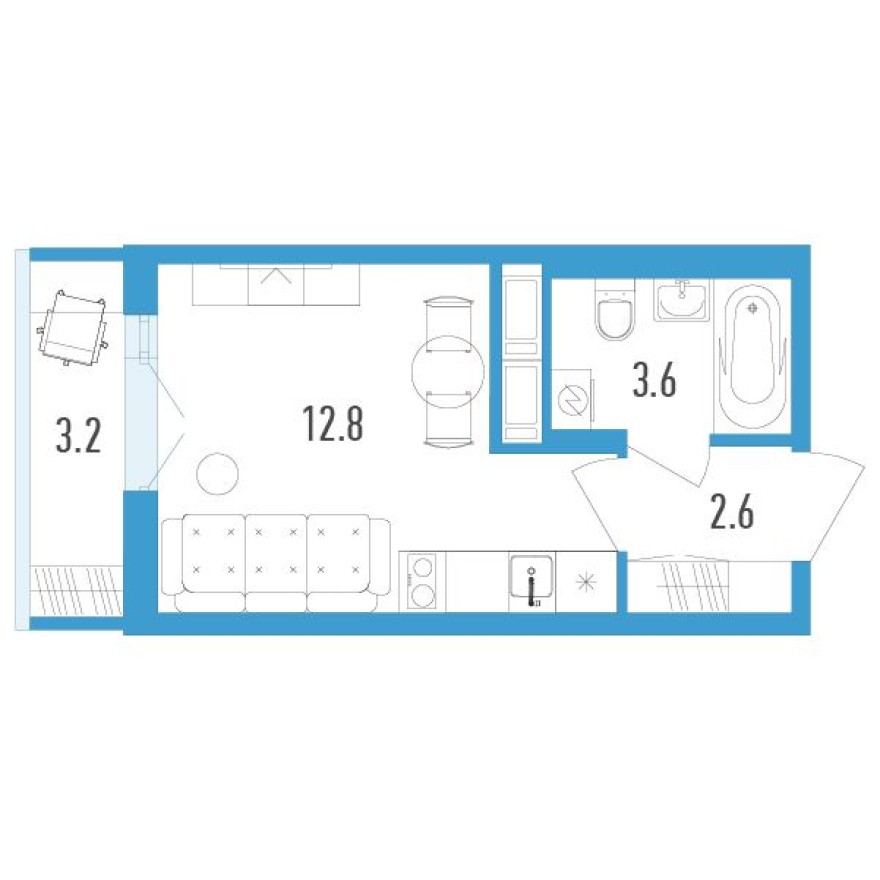Планировка — Студия-квартира, 20.0 м²