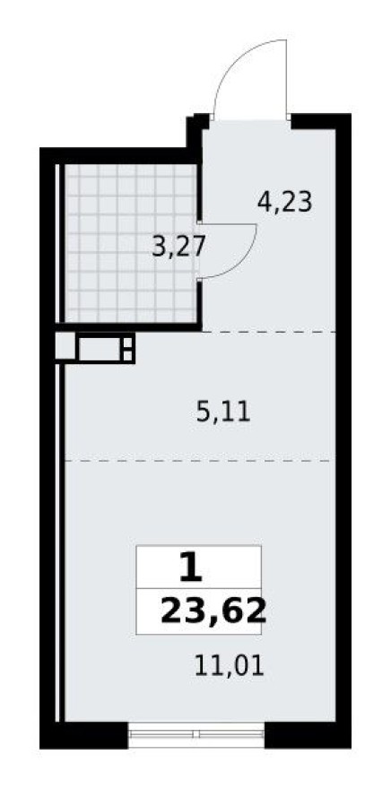 Планировка — Студия-квартира, 23.6 м²