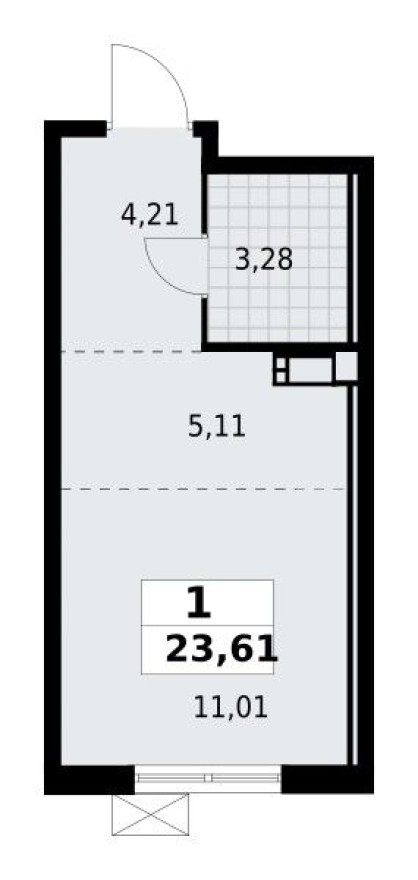 Планировка — Студия-квартира, 23.6 м²