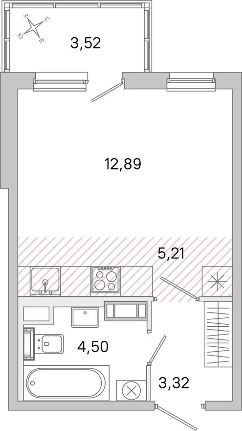 Студия-квартира, 27.0 м²