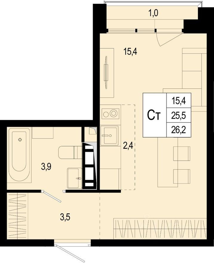 1к. квартира