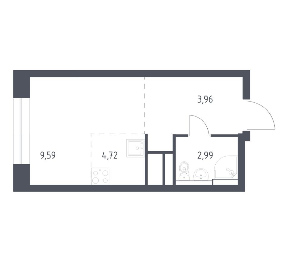 Студия-квартира, 20.9 м²