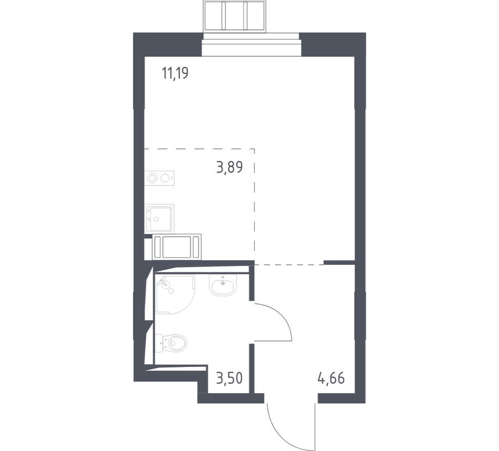 Студия-квартира, 23.2 м²