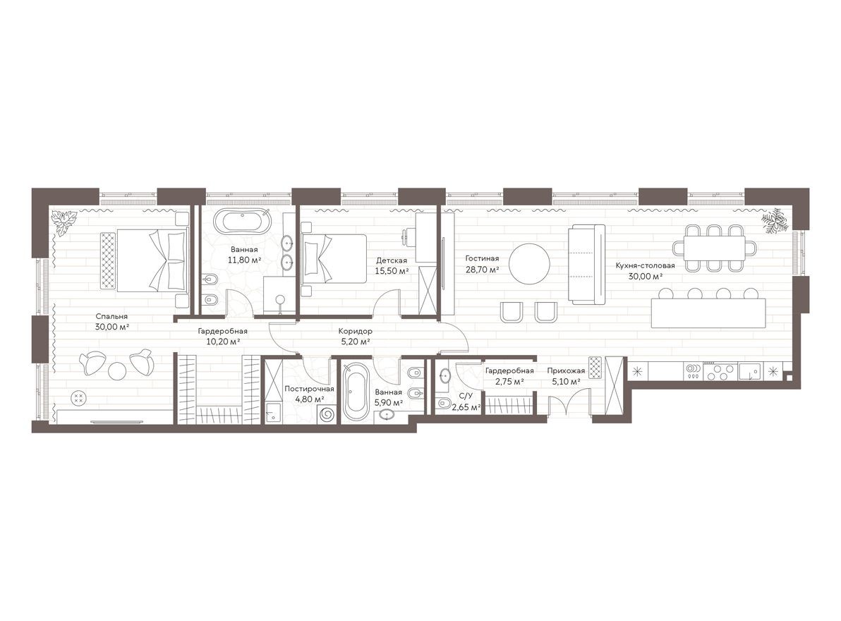 2к. квартира, 152.6 м²