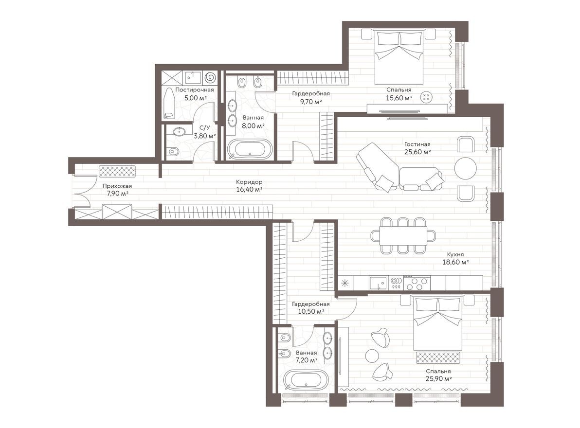 2к. квартира, 153.5 м²