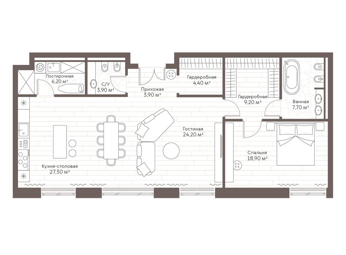 1к. квартира, 105.9 м²