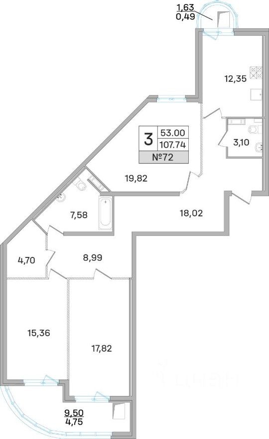 3к. квартира