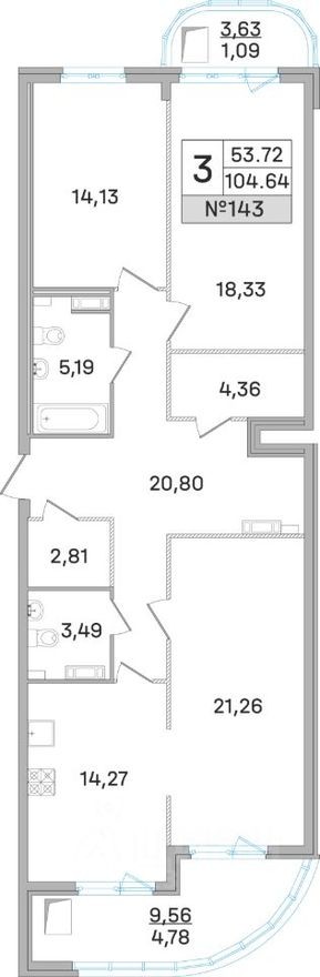 3к. квартира
