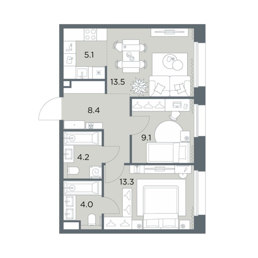 3к. квартира