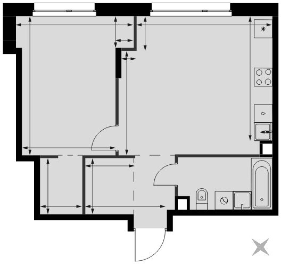 Планировка — 2е квартира, 51.4 м²