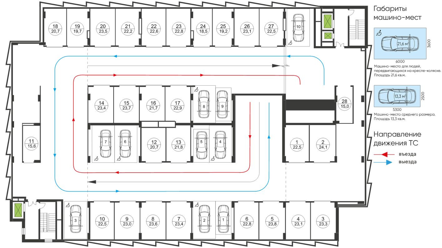 Надземное машино-место, 21.6 м²