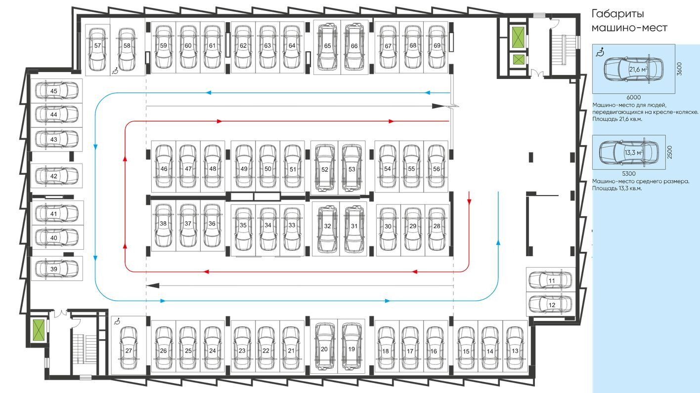 Надземное машино-место, 13.3 м²