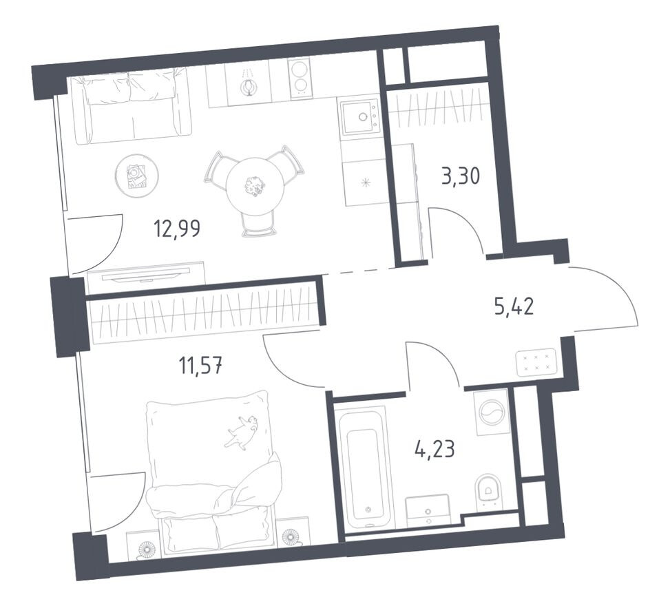 1к. квартира, 37.5 м²