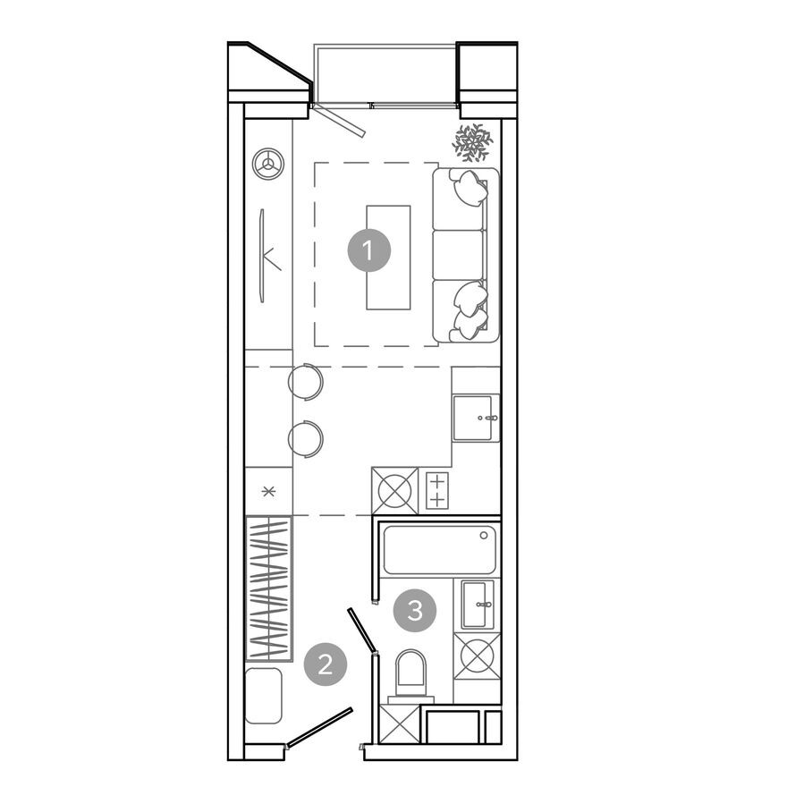 Планировка — Студия-квартира, 23.7 м²
