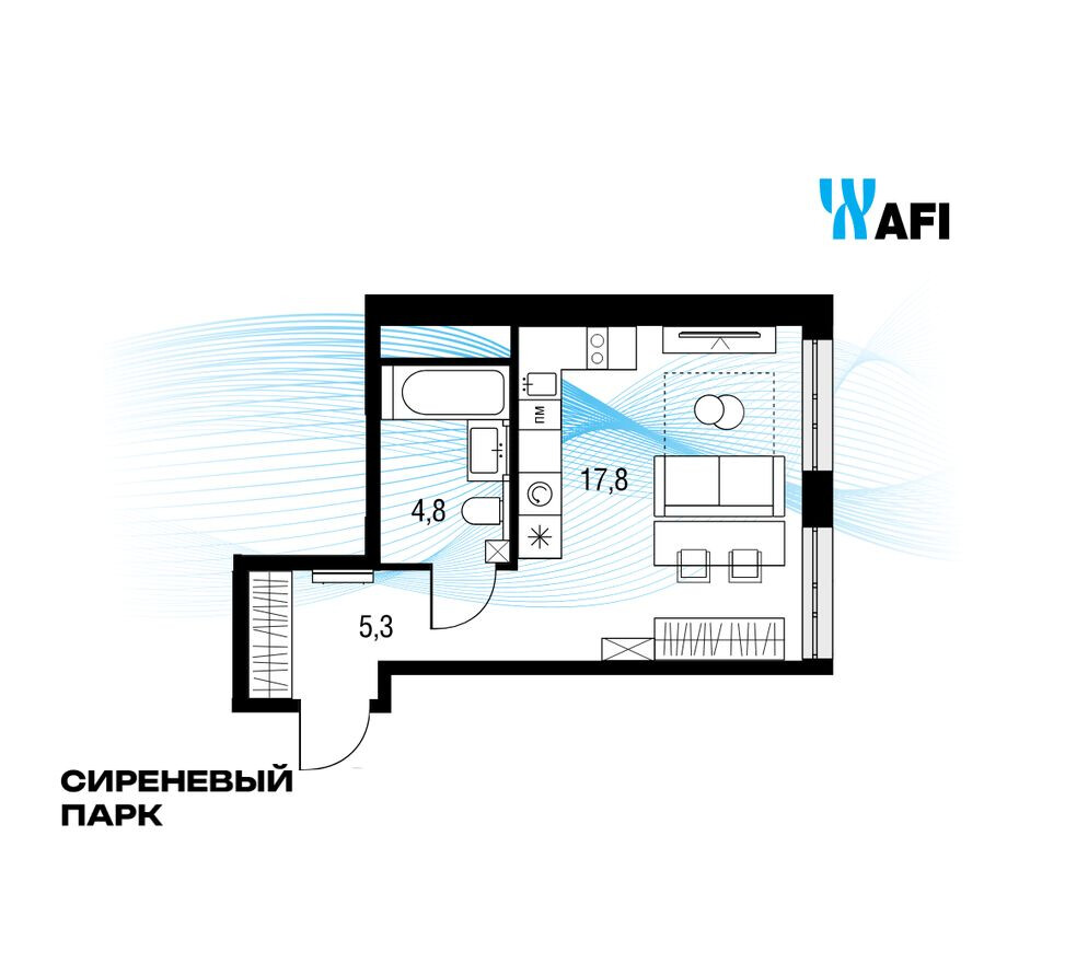 Планировка — Студия-квартира, 28.5 м²