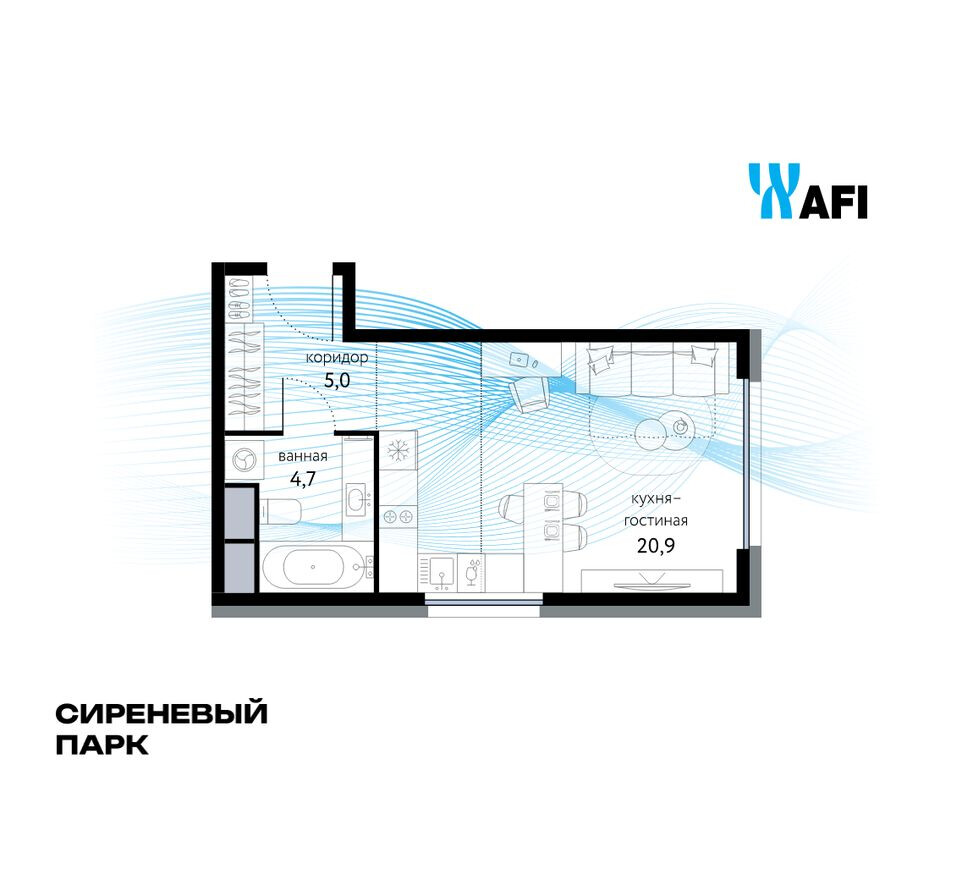 Планировка — Студия-квартира, 30.5 м²