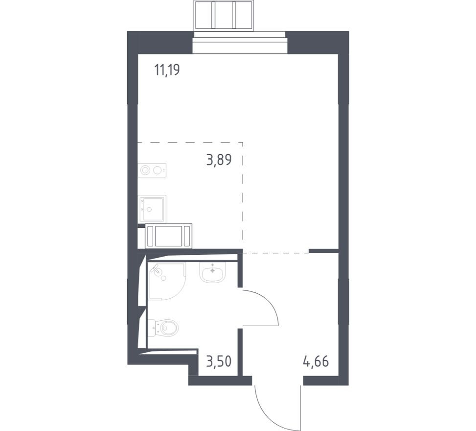 Студия-квартира, 23.2 м²