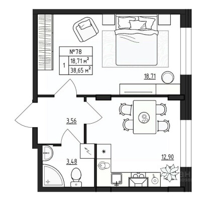 1к. квартира