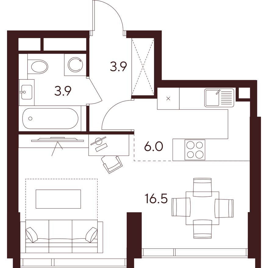 Студия-квартира, 30.3 м²