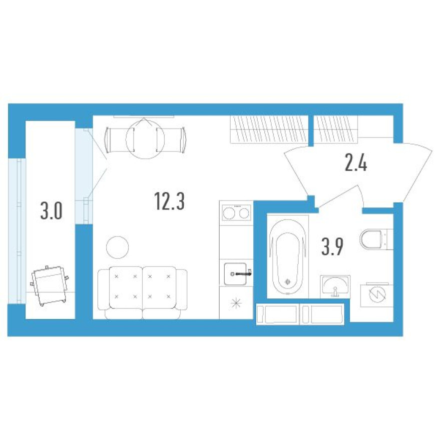 Планировка — Студия-квартира, 20.1 м²