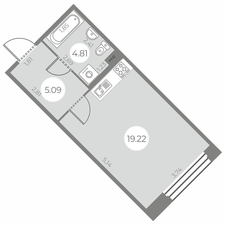 Планировка — Студия-квартира, 29.1 м²