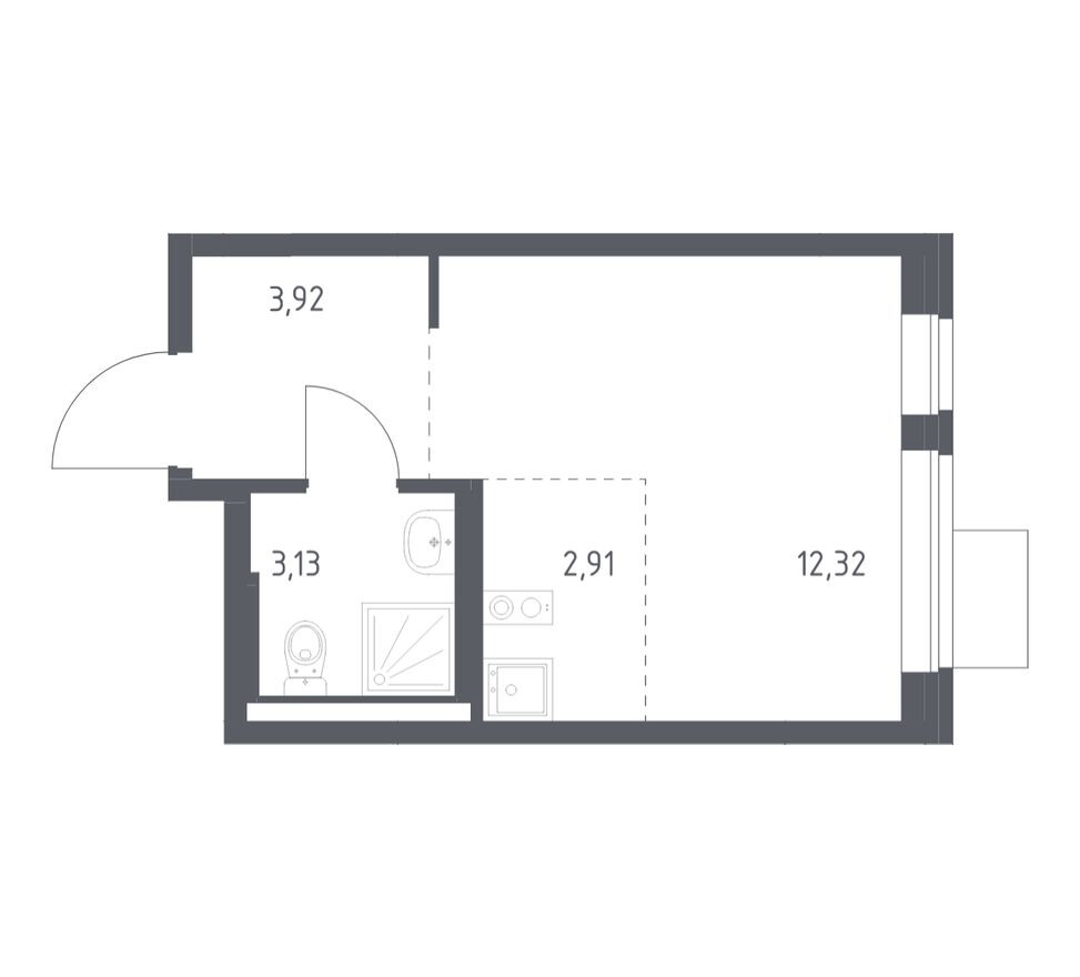 Студия-квартира, 22.3 м²