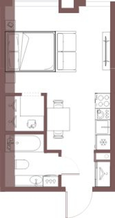 Планировка — Студия-квартира, 28.4 м²