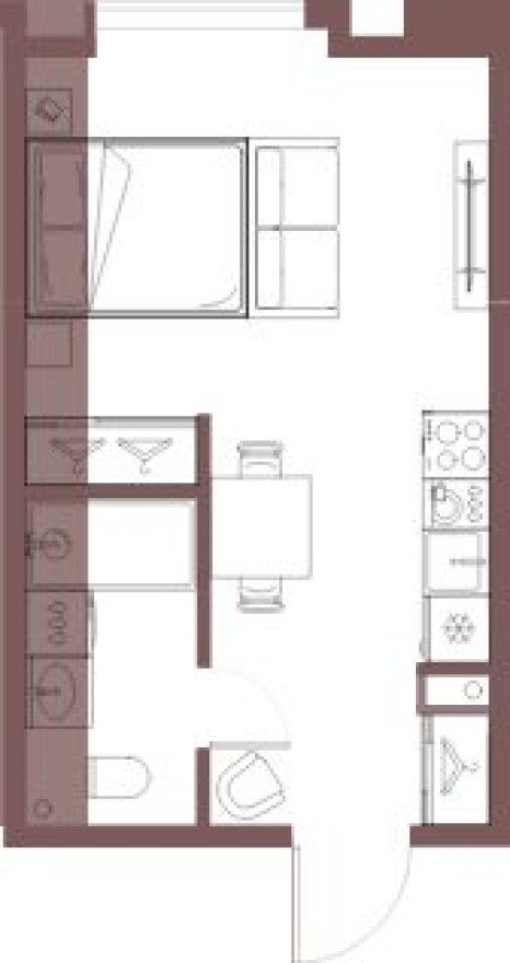 Планировка — Студия-квартира, 28.5 м²