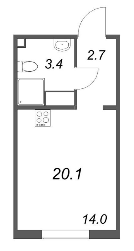 Планировка — Студия-квартира, 20.1 м²