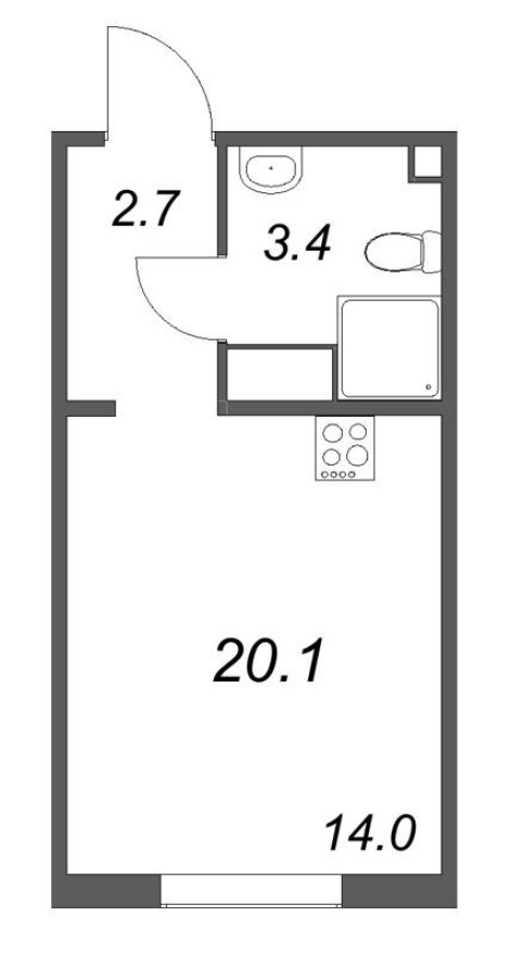 Планировка — Студия-квартира, 20.1 м²