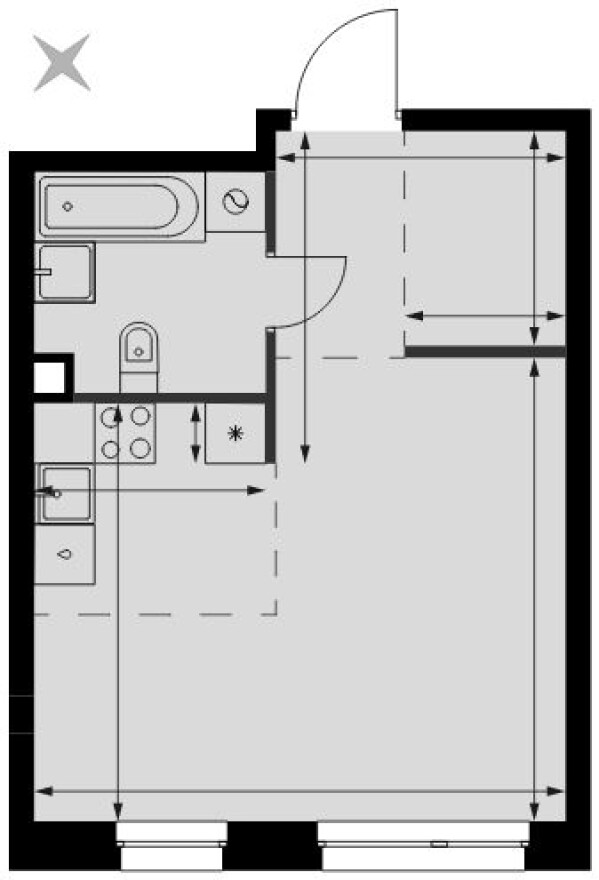 Планировка — Студия-квартира, 34.3 м²