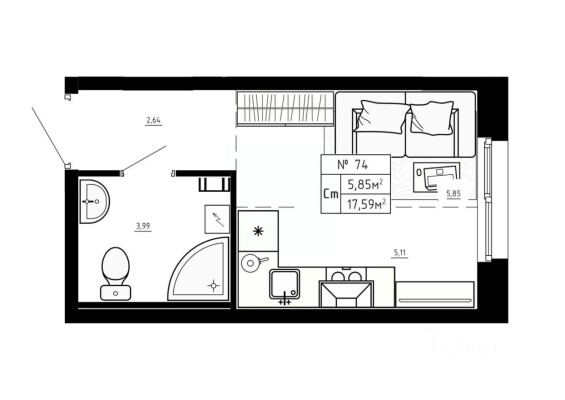 1к. квартира