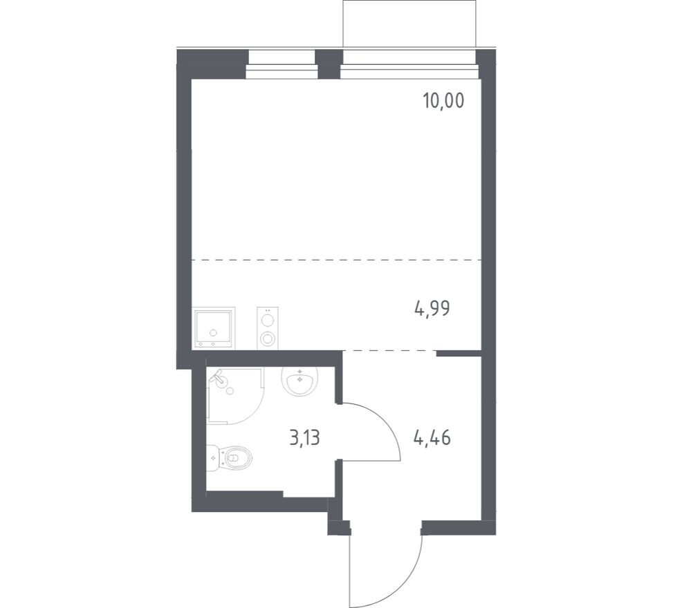 Студия-квартира, 22.6 м²
