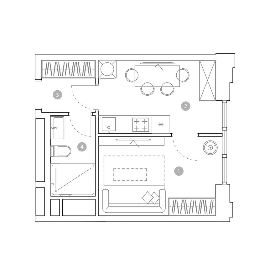 Планировка — 1к. квартира, 28.2 м²