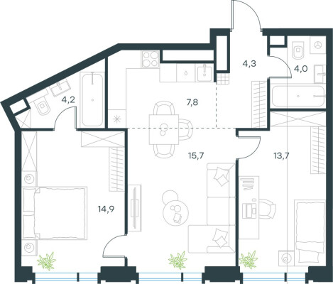 3к. квартира