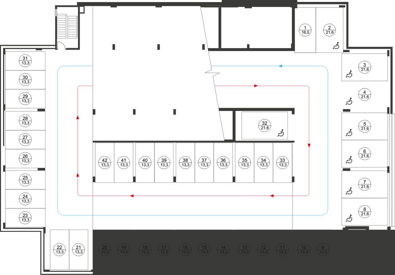 Надземное машино-место, 21.6 м²