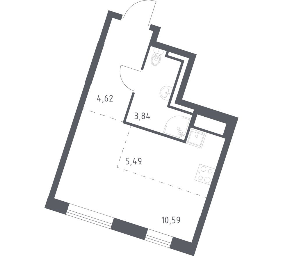 Студия-квартира, 24.5 м²
