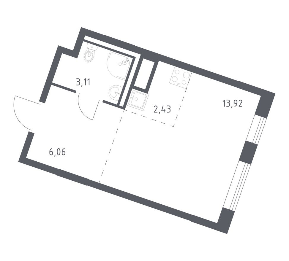 Студия-квартира, 25.5 м²