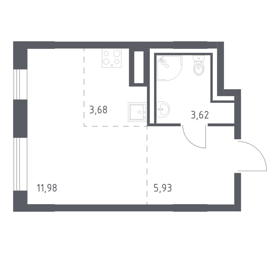 Студия-квартира, 25.2 м²