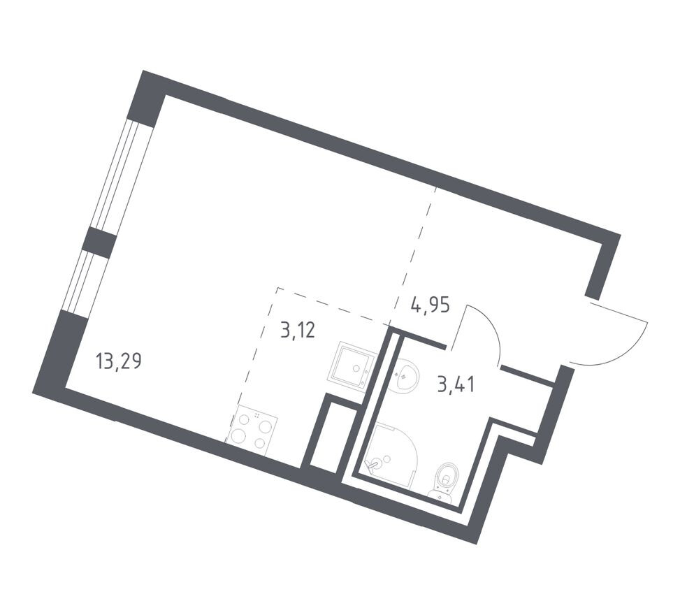 Студия-квартира, 24.8 м²
