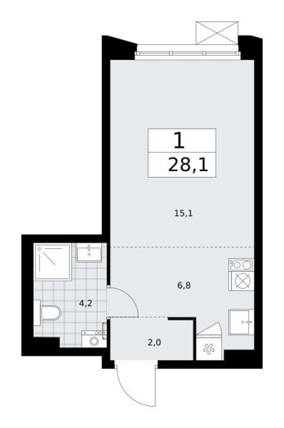 Планировка — Студия-квартира, 28.1 м²