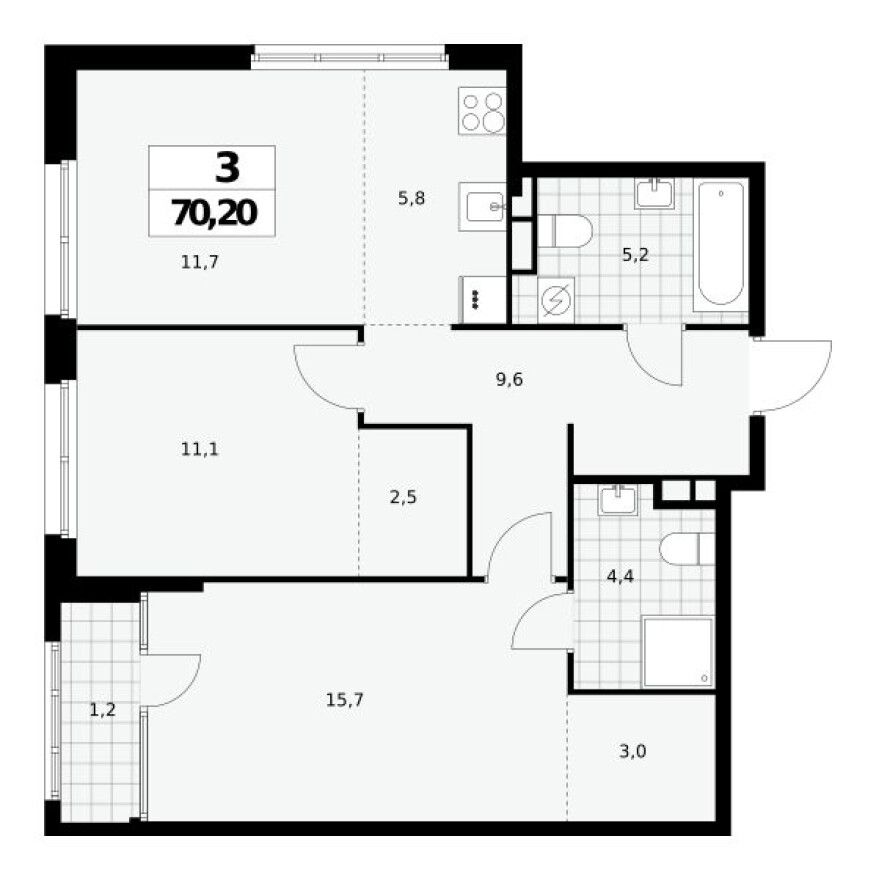 3к. квартира