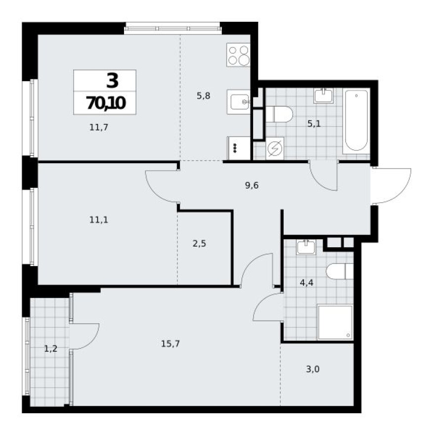 3к. квартира